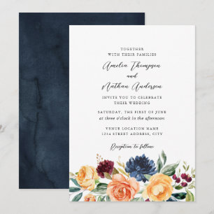 Aquarell Rustikale Botanische Blumen Hochzeit Einladung