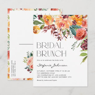 Aquarell Rustikale Herbstblumen Brautbrunch Einladungspostkarte