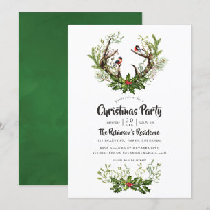 Aquarell-rustikale-Rentiere-Christmas-Party Einladung