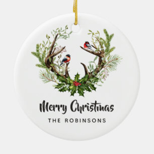 Aquarell Rustikale Rentiere Weihnachten Keramik Ornament