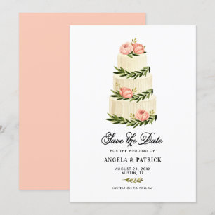 Aquarell-Rustikale-Torte mit mehreren Etagen Save The Date