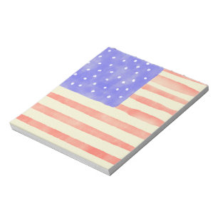 Aquarell-rustikale USA-amerikanische Flagge Notizblock