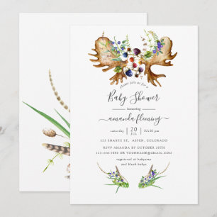 Aquarell Rustikale Wald-Babyparty Einladung
