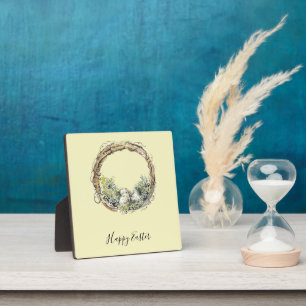 Aquarell-Rustikale Weinrebe & Ei-Nest-Ostern Fotoplatte