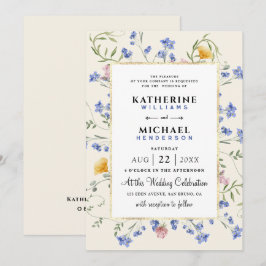 Aquarell Rustikale Wildblumen Wiesen Hochzeit Foil Einladung