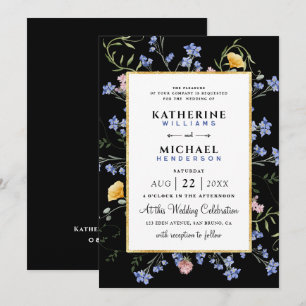 Aquarell Rustikale Wildblumen Wiesen Hochzeit Foil Einladung
