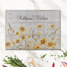 Aquarell Rustikaler Gelbblütengarten Holz