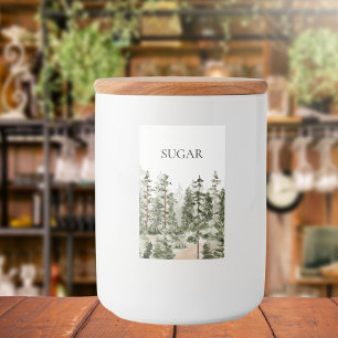 Aquarell Rustikaler Grüner Wald Lebensmitteletikett
