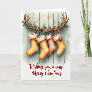 Aquarell-Rustikales-Weihnachtskarte Karte