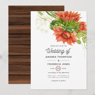 Aquarell Rustikalisches Boho Rotes Sonnenblumen Ho Einladung
