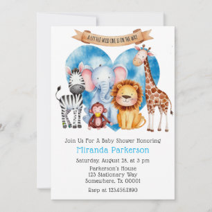 Aquarell Safari Animals Boy Baby Dusche Einladung