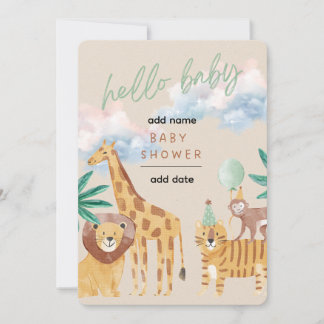 Aquarell-Safari-Baby-Shower-Einladung | Süßes Ju Einladung