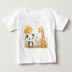 Aquarell-Safari-Baby-Tiere-Cartoon-Vektor-Karte Baby T-shirt