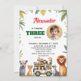 Aquarell-Safari-Kinderparty-Tiere Dschungel Süß Einladung