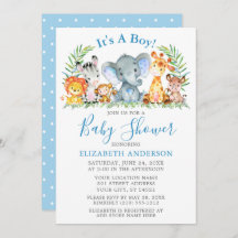 Aquarell Safari Tiere Polka Dots Blue Dusche