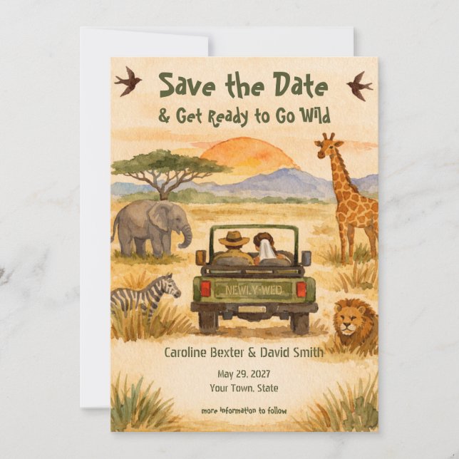 Aquarell Safari - Verwildert - Save the Date (Vorderseite)