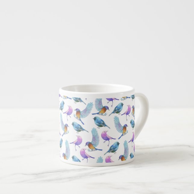 Aquarell-Safari: Vögel (fertigen Sie BG-Farbe!) Espressotasse (Vorderseite Rechts)