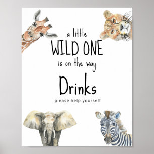 Aquarell-Safari-Wildtiere - Getränke Poster