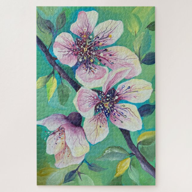 Aquarell Sakura Kirschblüte Puzzle (Vertikal)