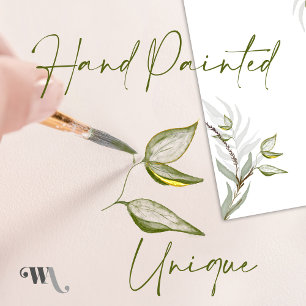 Aquarell Salbeigrün und Gold Laubwerk  Einladung