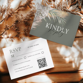 Aquarell Salbeigrüne Palmen & Florale Hochzeits-RS RSVP Karte