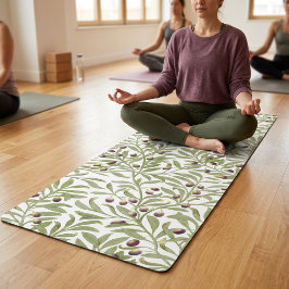 Aquarell Salbeigrüner Olivenzweig Botanisch Yogamatte