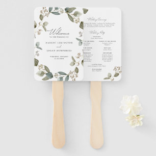 Aquarell-Samen-Eukalyptus-Hochzeitsprogramm Fächer