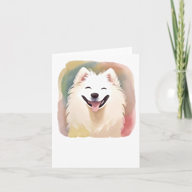 Aquarell Samoyed Hund Sticker1 Karte (Vorderseite)