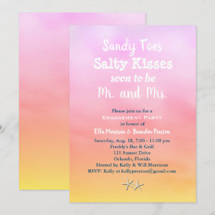 Aquarell Sandy Toes Verlobungsfeier Sonnenuntergan Einladung