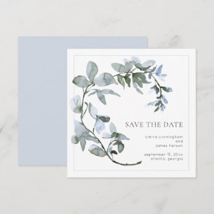 Aquarell Sanftes Blau Salbei Grün Floral Save The Date