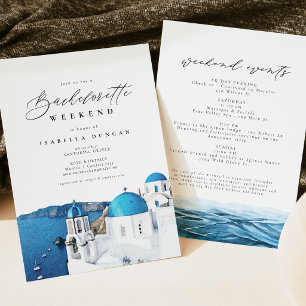 Aquarell Santorin Griechenland Skyline Ozean Tropi Einladung