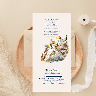 Aquarell Santorin Zielhochzeit Alles-drin-angebot All In One Einladung