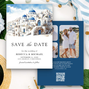 Aquarell Santorini Griechenland Foto Hochzeit Save The Date