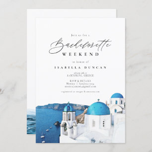 Aquarell Santorini Griechenland Skyline Ozean Trop Einladung