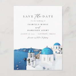 Aquarell Santorini Griechenland Skyline Save the D Postkarte