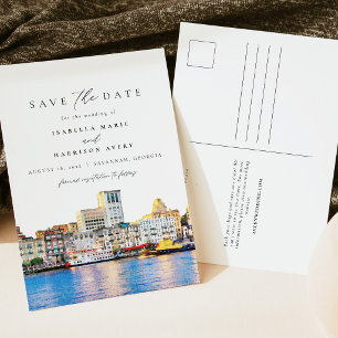 Aquarell Savannah Georgia Skyline Reiseziel Postkarte