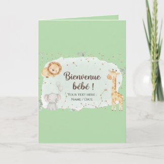 Aquarell-Savannentiere - Willkommen Baby Karte