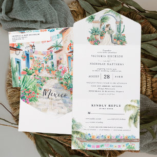 Aquarell Sayulita Mexico Hochzeit All In One Einladung