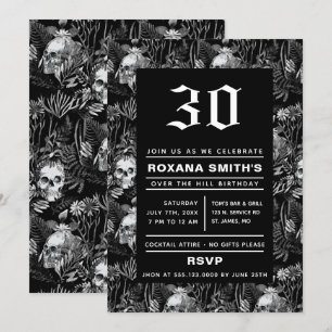 Aquarell-Schädel-Garten über dem Hügel Einladung