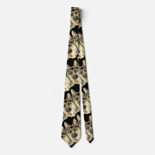 Aquarell-Schäferhund-Schoßhund-Tier Krawatte