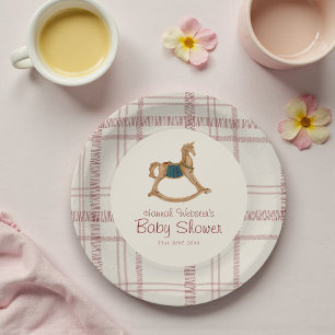 Aquarell-Schaukelpferd-Baby-Shower-Papierplatten Pappteller