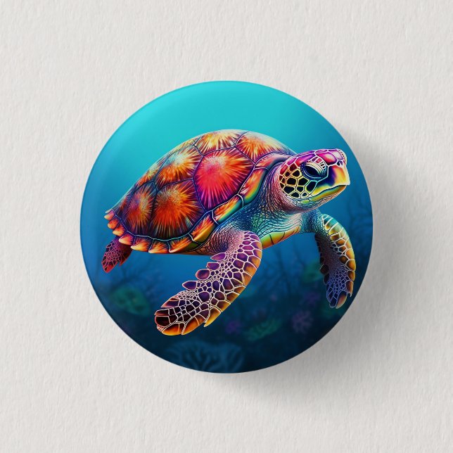 Aquarell-Schildkröte Button (Vorderseite)