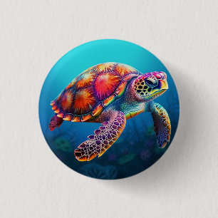 Aquarell-Schildkröte Button
