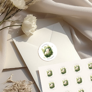 Aquarell Schlafendes Lamm Baby Shower Runder Aufkleber