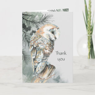 Aquarell Schleiereule Wildtier Natur Danke Karte