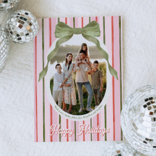 Aquarell-Schleifen-Familienfoto-Weihnachtskarte Feiertagskarte