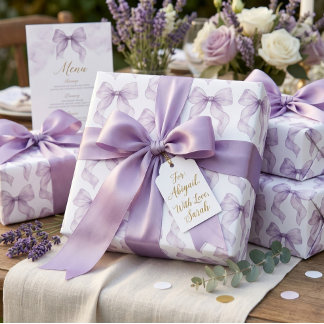 Aquarell-Schleifenmuster-Wrap-Papier in Lavendel Geschenkpapier