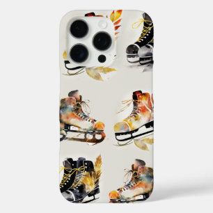 Aquarell-Schlittschuhe mit Herbstlaub-Muster iPhone 16 Pro Hülle