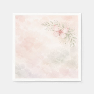 Aquarell Schmetterling Baby in Bloom Floral Rosa Serviette