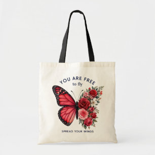 Aquarell Schmetterling Blumen Breite Deine Flügel Tragetasche